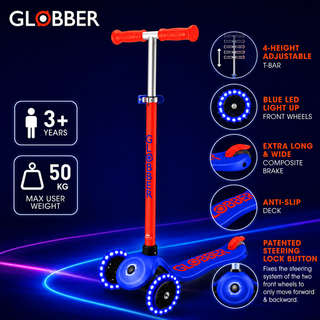 Globber Neon Primo Plus Light Up 3 Wheel Scooter
