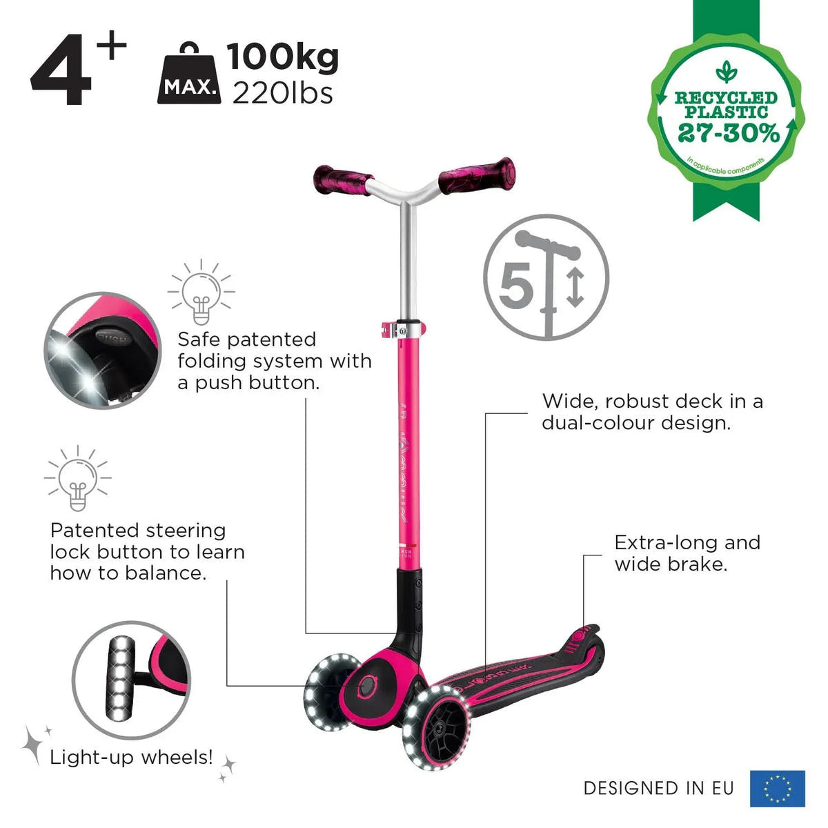 Globber Ace Lights 3 Wheel Scooter