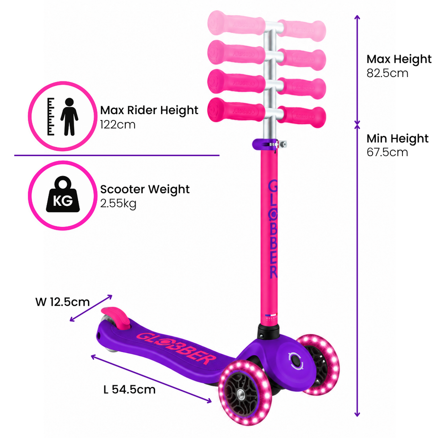 Globber Neon Primo Plus Light Up 3 Wheel Scooter