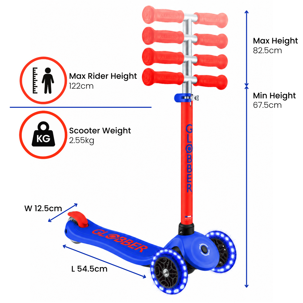 Globber Neon Primo Plus Light Up 3 Wheel Scooter
