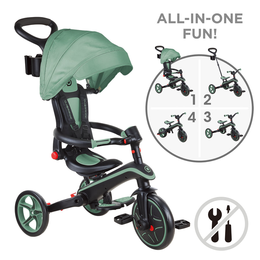 Globber Foldable Explorer Trike  4 in 1 - with Parent Handle