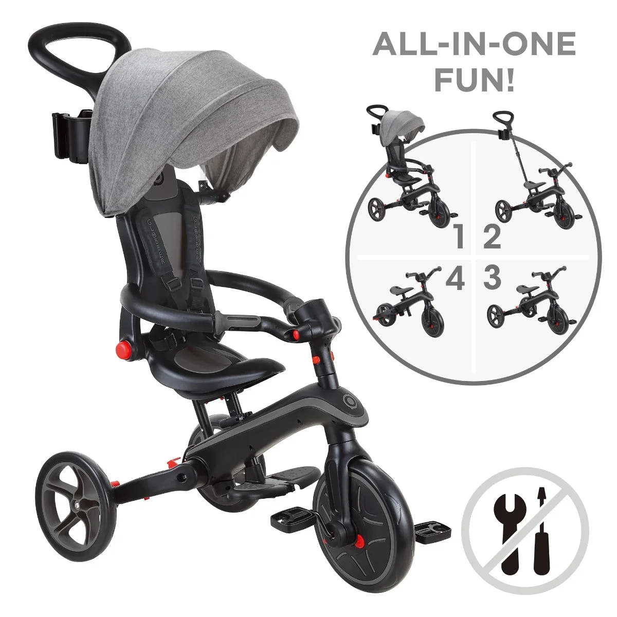 Globber Foldable Explorer Trike 4 in 1 - with Parent Handle - Globber.co.uk