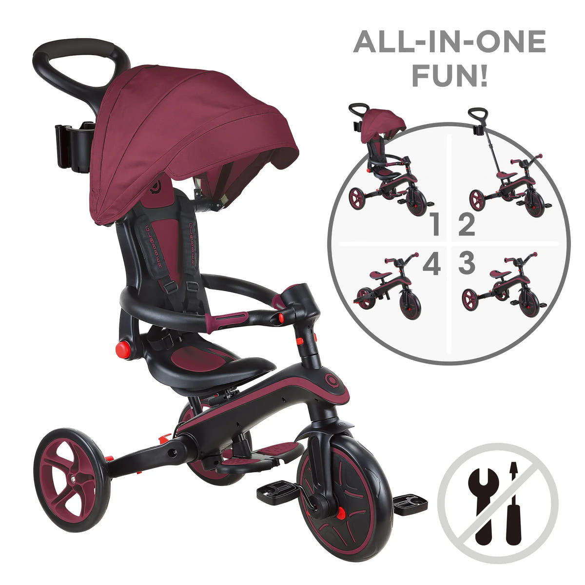Globber Foldable Explorer Trike  4 in 1 - with Parent Handle