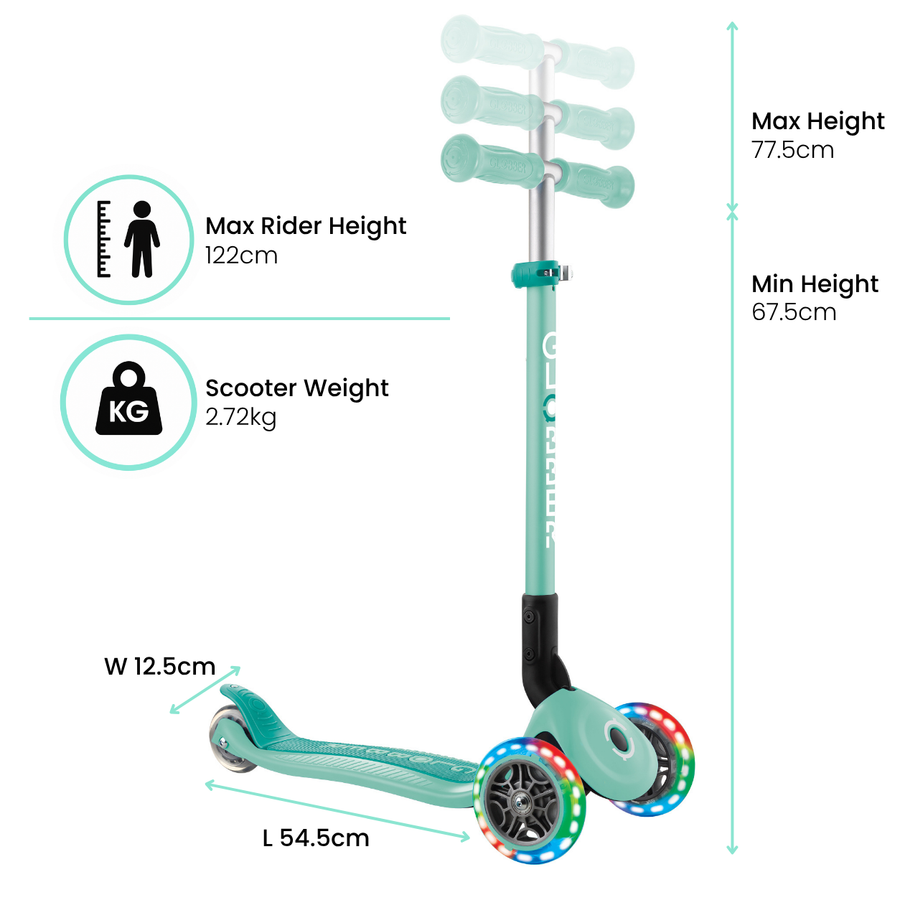 Globber Primo Foldable 3 Wheeled Scooter with Lights