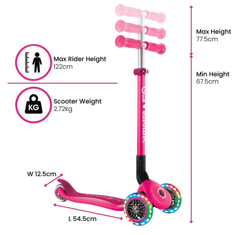 Globber Primo Foldable 3 Wheeled Scooter with Lights