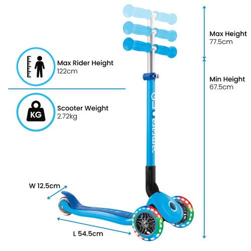 Globber Primo Foldable 3 Wheeled Scooter with Lights
