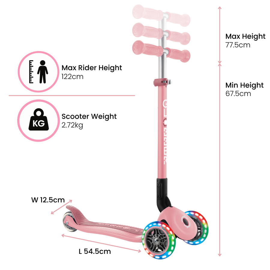 Globber Primo Foldable 3 Wheeled Scooter with Lights
