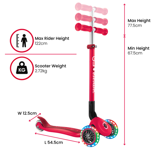 Globber Primo Foldable 3 Wheeled Scooter with Lights
