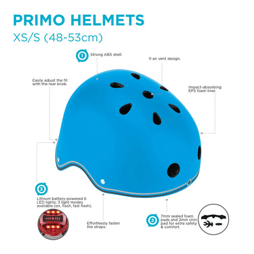 Globber Toddler Helmet Primo Lights - XS/S (48-53cm) - Globber.co.uk