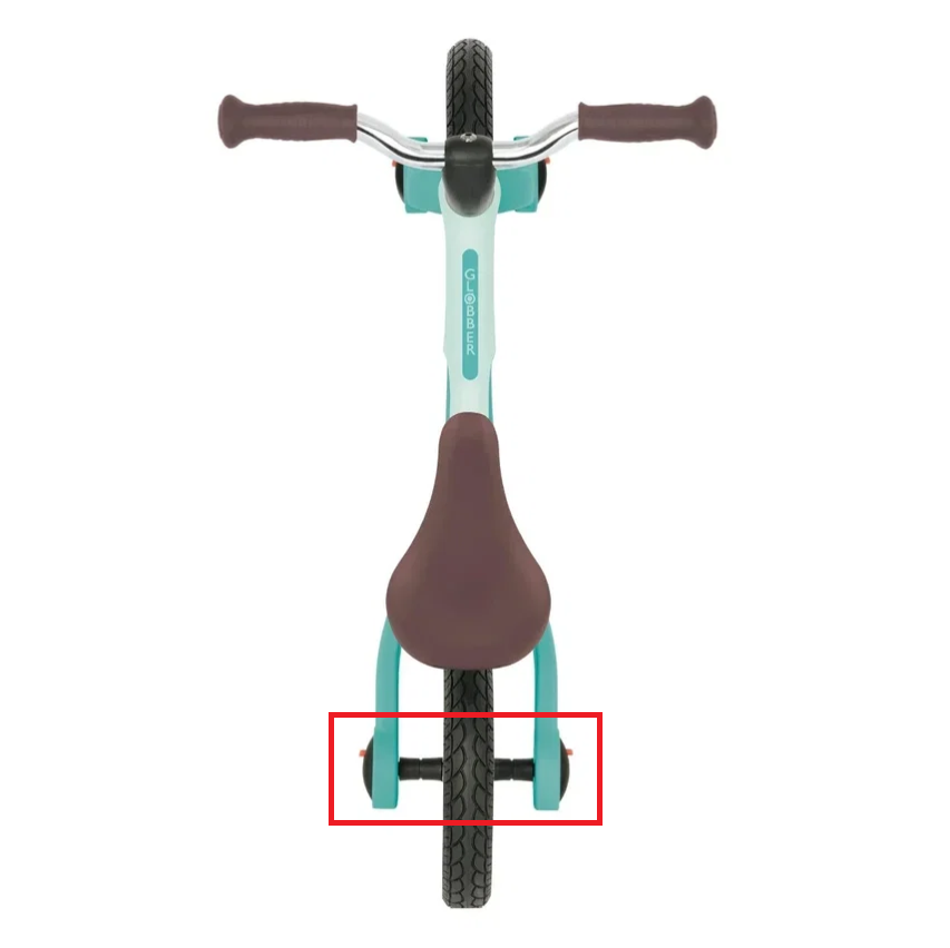 Long rear wheel axle and wheel knob for Globber Go Bike Elite Air