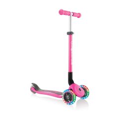 Globber Primo Foldable 3 Wheeled Scooter with Lights - Deep Pink