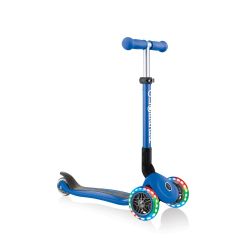 Globber 3 Wheeled Junior Foldable Scooter with Lights - Navy Blue