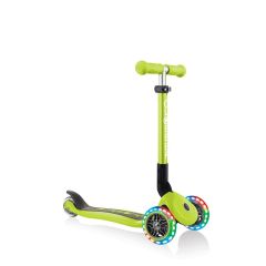 Globber 3 Wheeled Junior Foldable Scooter with Lights - Lime Green