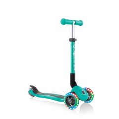 Globber 3 Wheeled Junior Foldable Scooter with Lights - Emerald Green