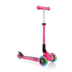 Globber 3 Wheeled Junior Foldable Scooter with Lights - Pink