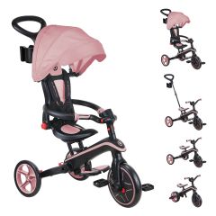 Globber Foldable Explorer Trike  4 in 1 - with Parent Handle - Pastel Pink